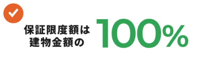 保証限度額は建物金額の100％